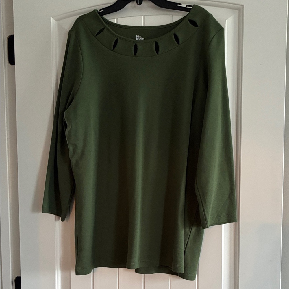 Karen Scott Olive Long Sleeve Top